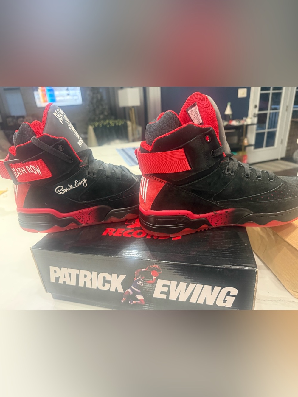 Patrick Ewing Athletics “Death Row”  High-Top Bball Shoes - Red & Black Suede - Picture 3 of 16